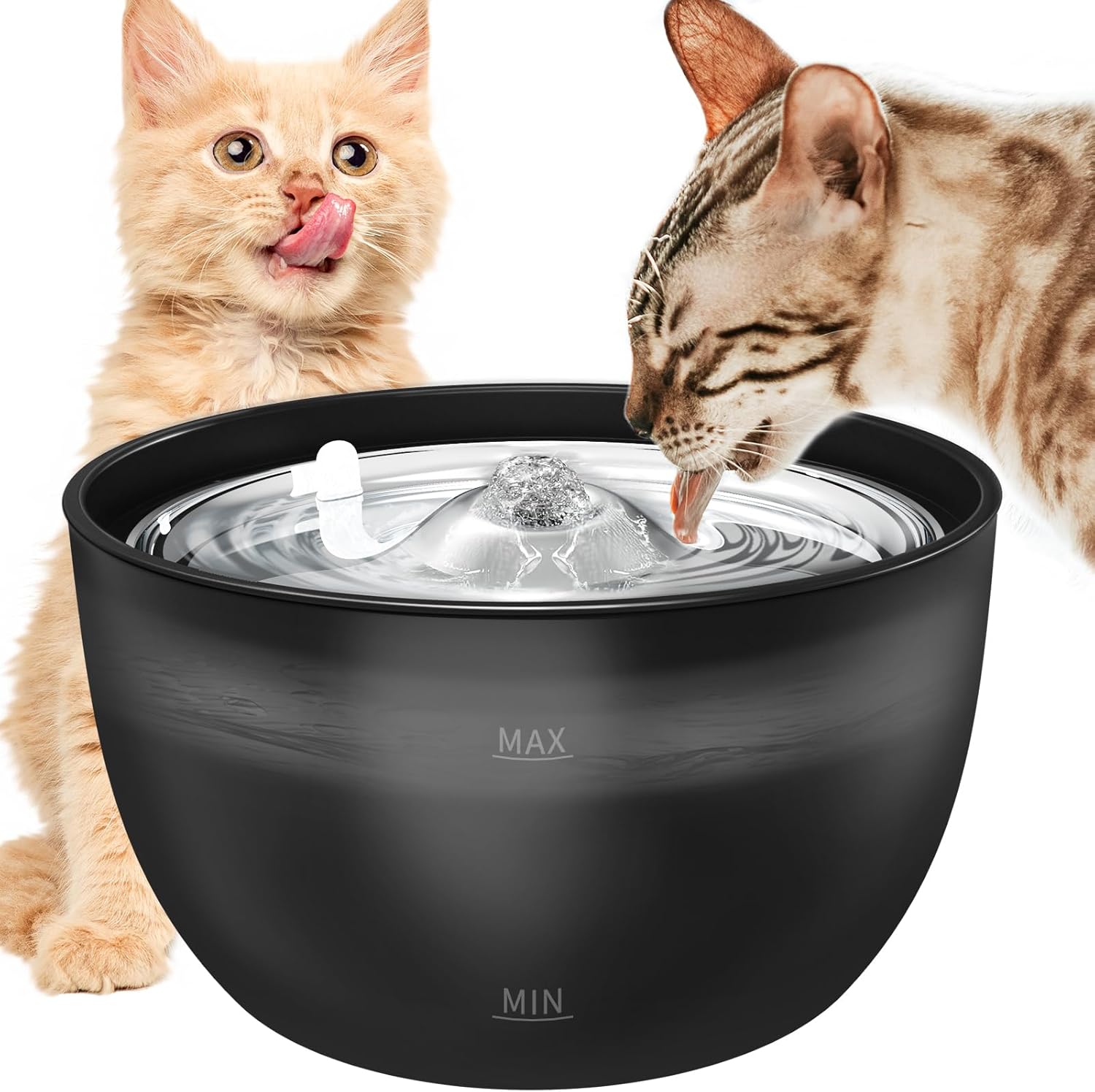 Cat Water Fountain Stainless Steel Tray 102oz 3L Ultra Quiet Pet Fountain for Cats Inside