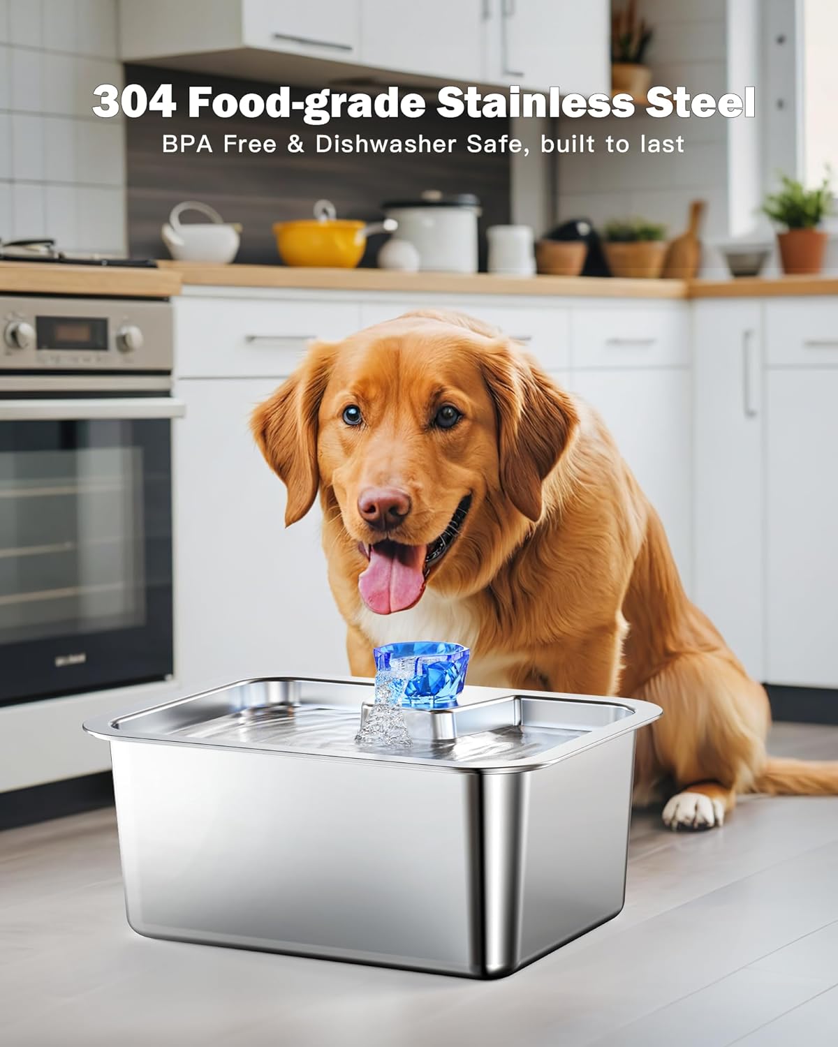 Stainless Steel Dog Water Fountain, 3 Gallon Pet Fountains for Large Dogs