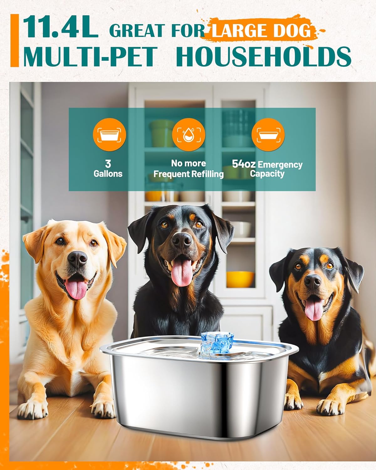 Dog Water Fountain for Large Dogs 3 Gallon