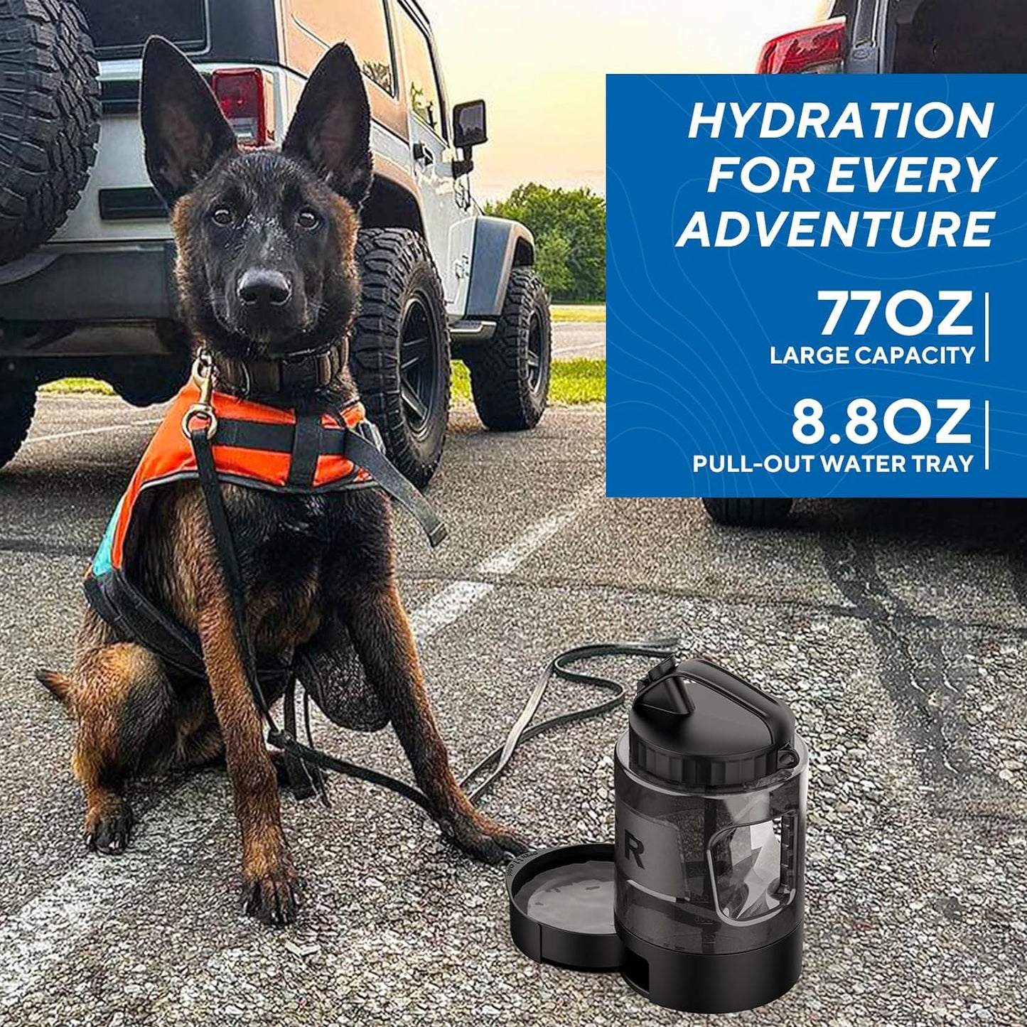 77OZ Dog Water Bowl Dispenser, Travel Dog Bowls for Camping Dog Park Hiking