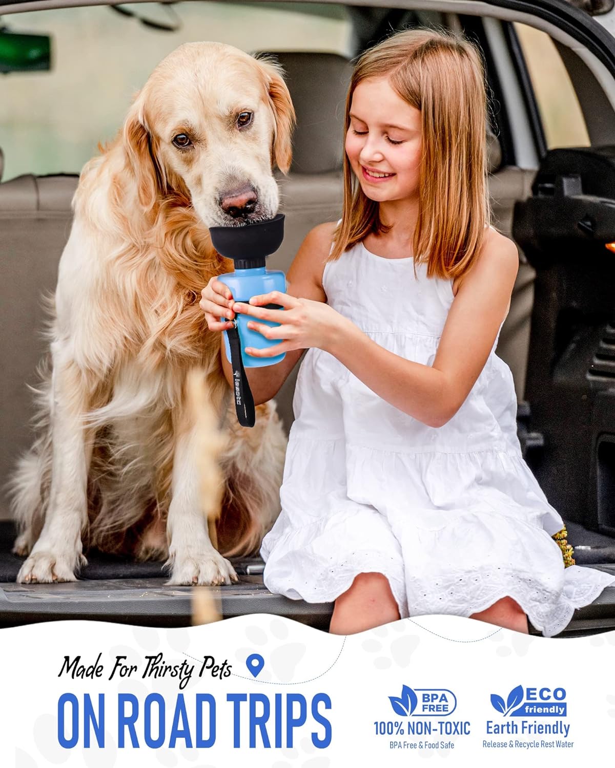 1st GEN Portable Pet Water Disperser Bottle for Outdoor Walking, Hiking, Travel