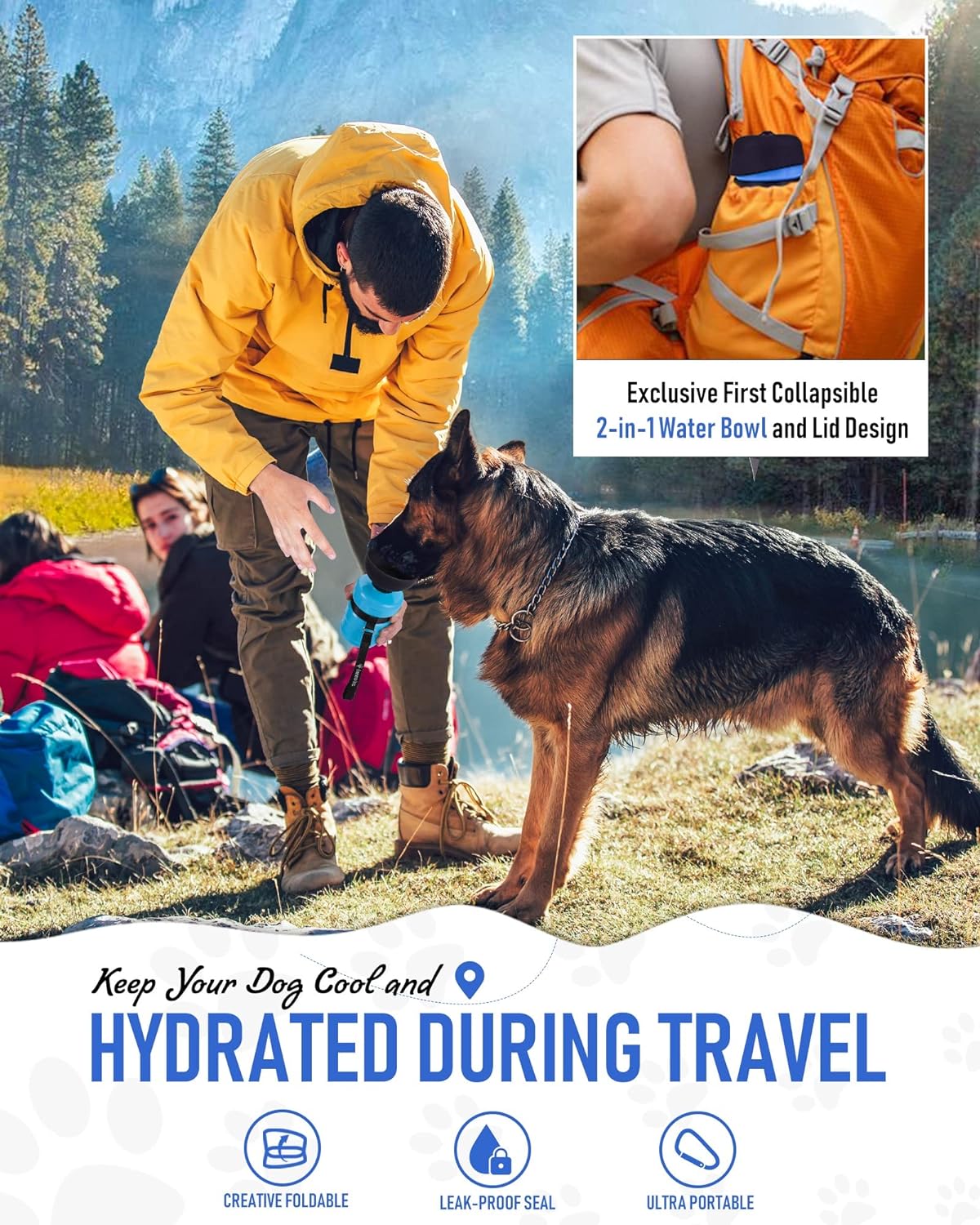 1st GEN Portable Pet Water Disperser Bottle for Outdoor Walking, Hiking, Travel