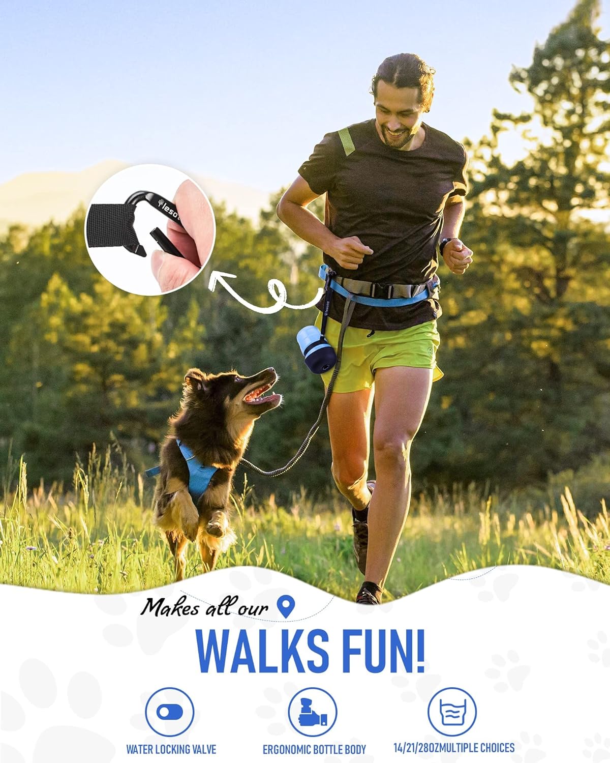 1st GEN Portable Pet Water Disperser Bottle for Outdoor Walking, Hiking, Travel