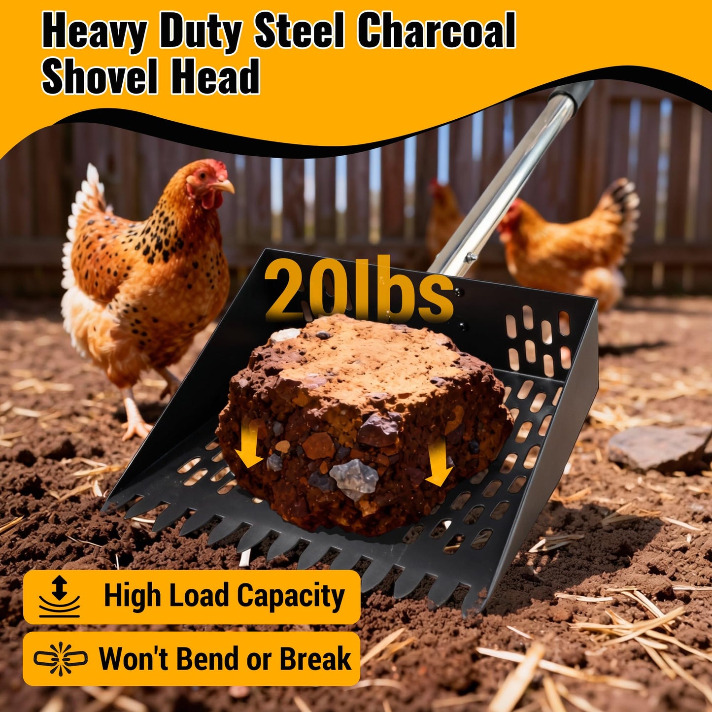 2-in-1 Chicken Coop Poop Scooper & Rake with Adjustable Stainless Steel Handle