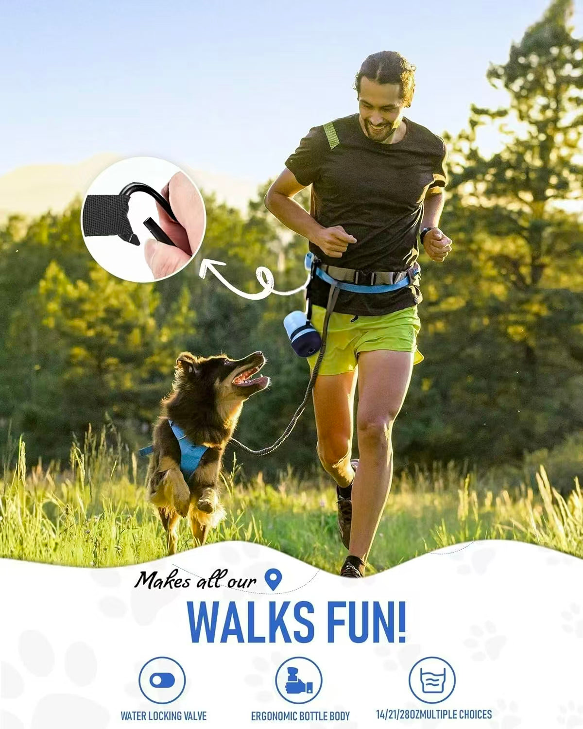 Portable Pet Water Disperser Bottle for Outdoor Walking, Hiking, Travel
