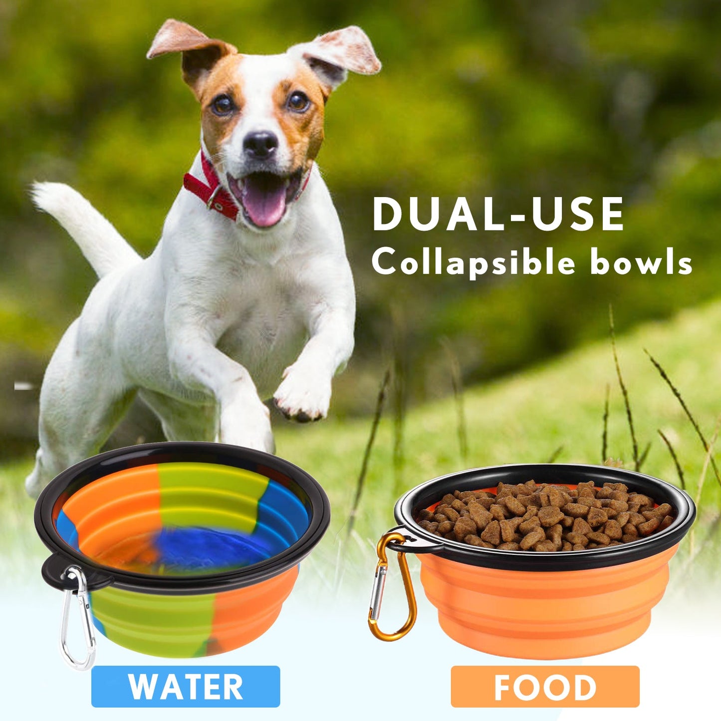 Lesotc Dog Water Bottle with 1 Pair of Dog Bowls, BPA Free,