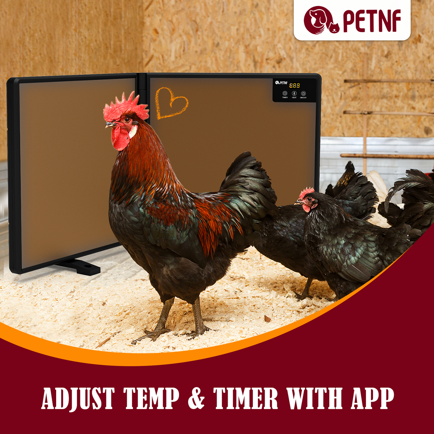 WiFi Control Foldable Chicken Coop Heater, Heat Chicken Heater Energy Efficient Design