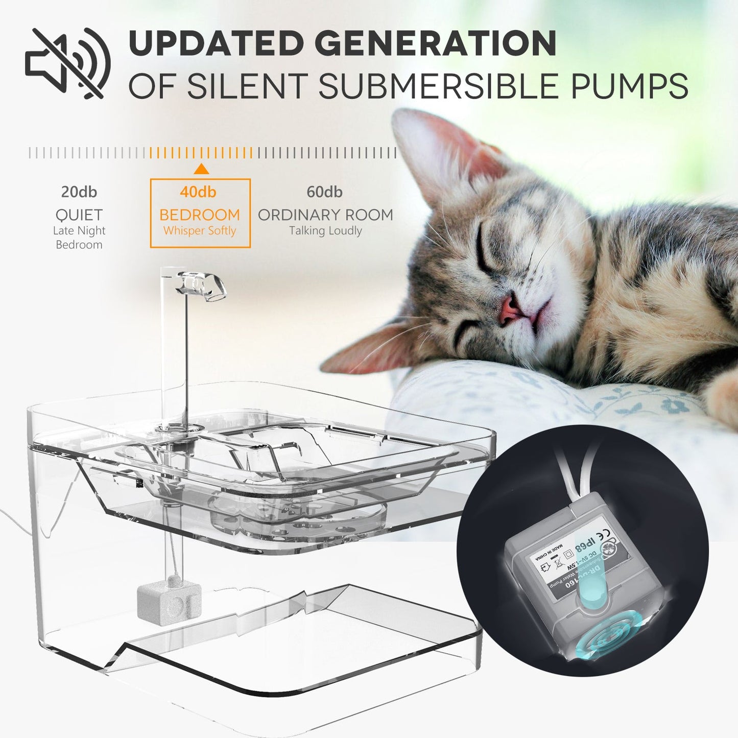 Cat Water Fountain Dispenser 101oz/3L Pet Drinking Fountain for Cats Dogs