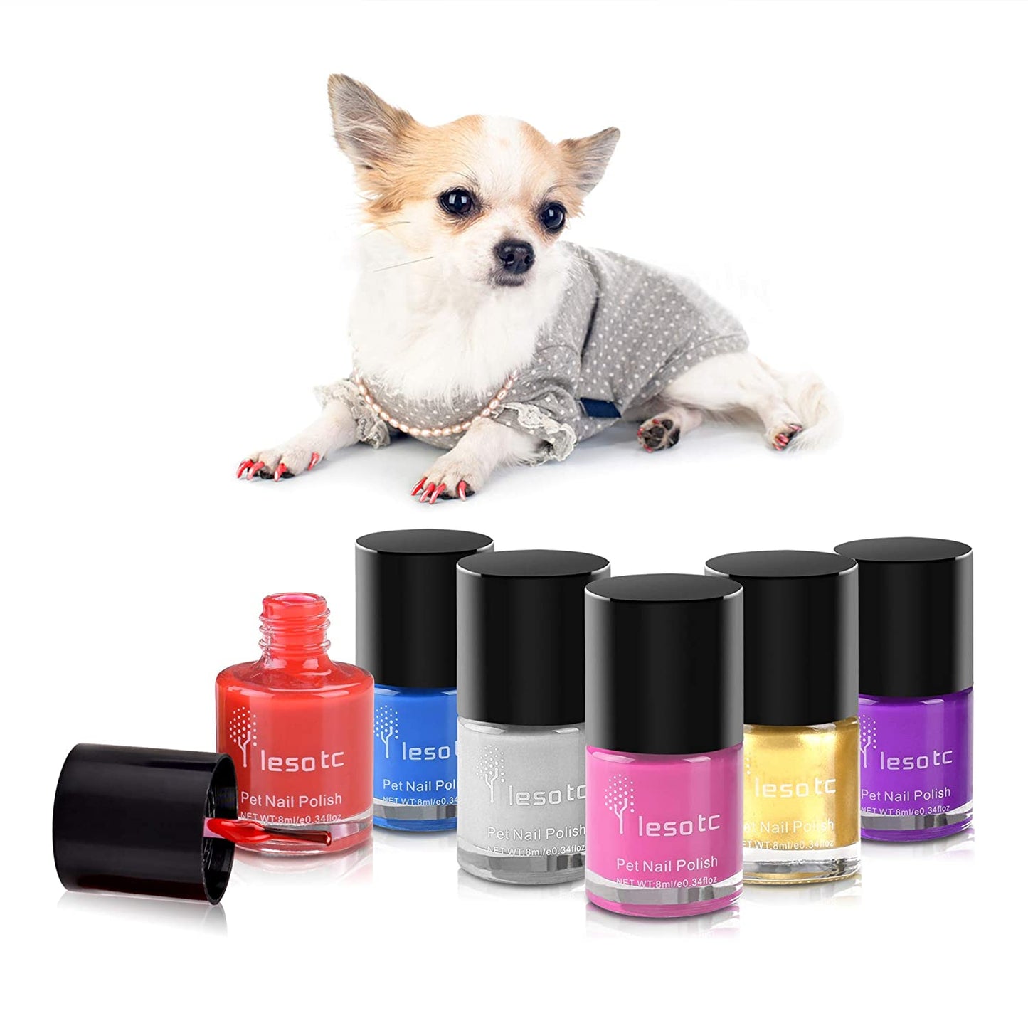 Dog Nail Polish Set, Non-Toxic Water-based, 6 Color Set