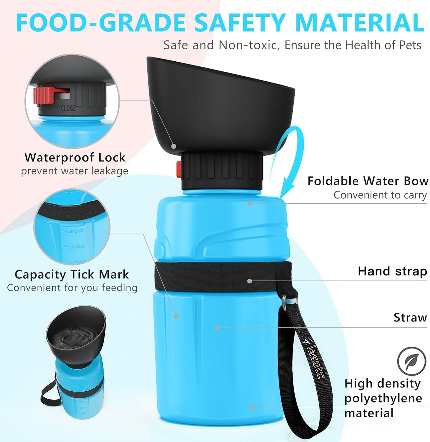 2nd Foldable Dog Water Dispenser Bottle , American Patent