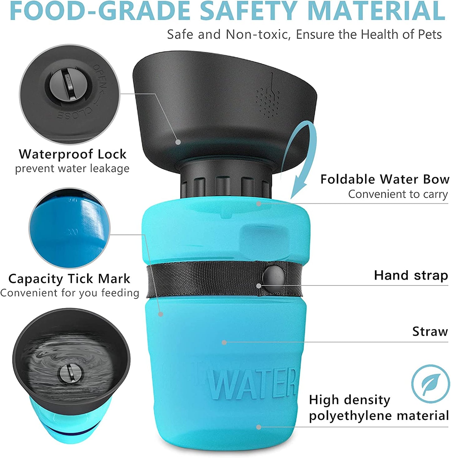 1st GEN Portable Pet Water Disperser Bottle for Outdoor Walking, Hiking, Travel