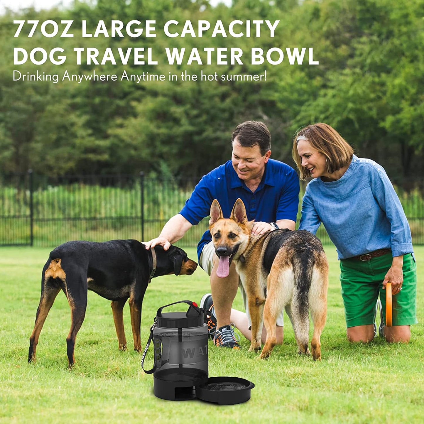 77OZ Dog Water Bowl Dispenser, Travel Dog Bowls for Camping Dog Park Hiking
