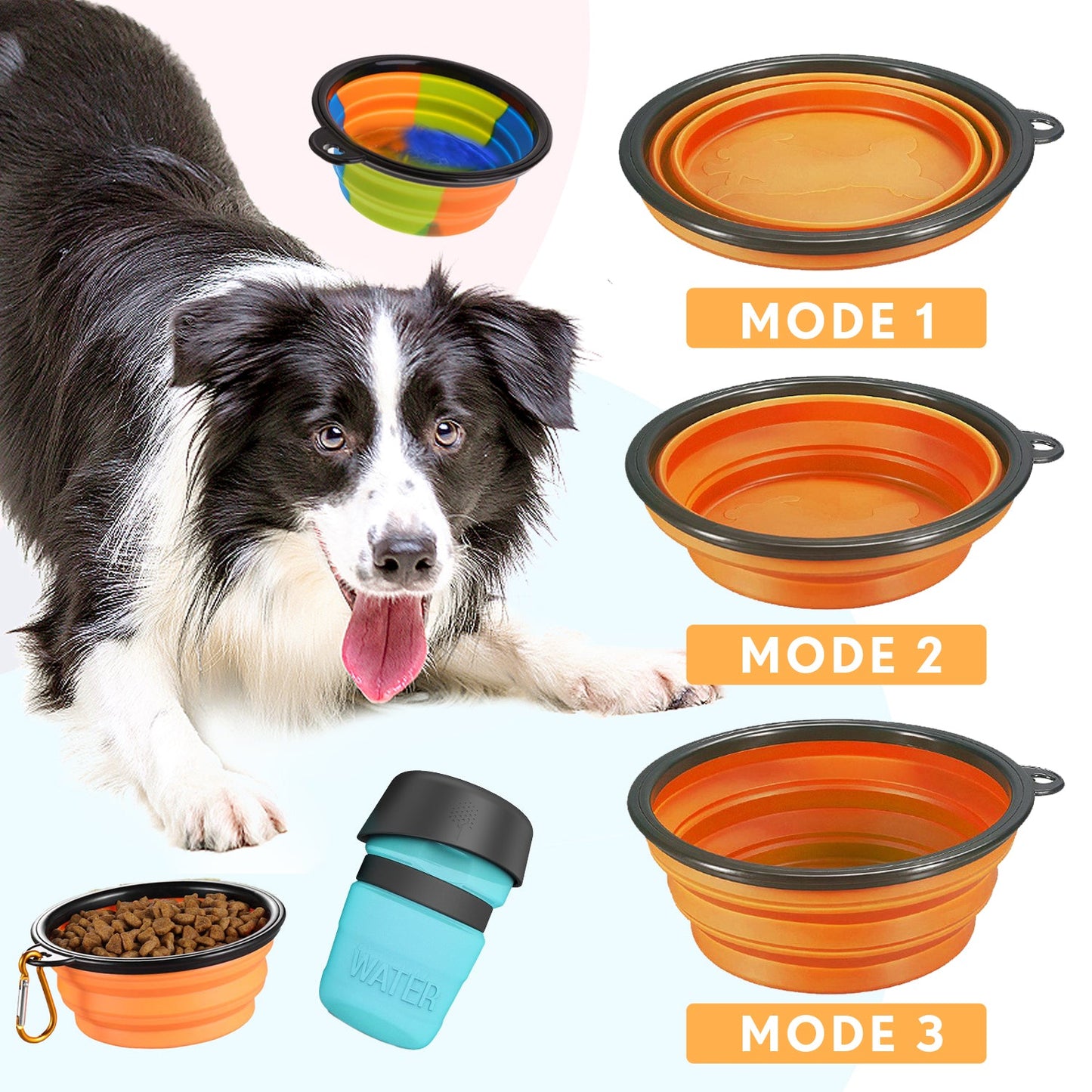 Lesotc Dog Water Bottle with 1 Pair of Dog Bowls, BPA Free,