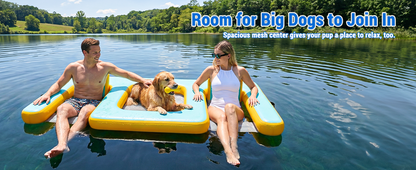 Inflatable Dog Pool Float with Seat, Durable PVC Raft for Adults & Dogs, 242 lbs, Portable Floating Lounge