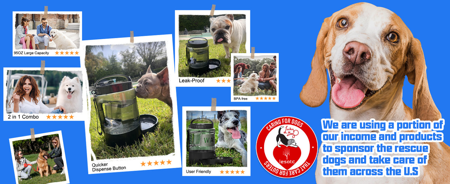 95OZ Dog Water Bottle with Pull-Out Bowl, Leak-Proof Portable Dispenser for Travel & Outdoors
