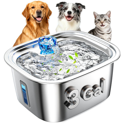 3-Gallon Stainless Steel Dog Water Fountain for Large Dogs