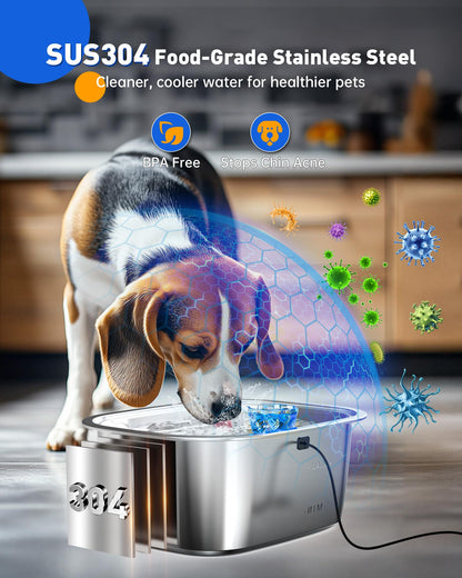 3-Gallon Stainless Steel Dog Water Fountain for Large Dogs