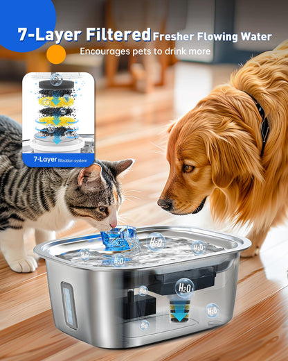 3-Gallon Stainless Steel Dog Water Fountain for Large Dogs