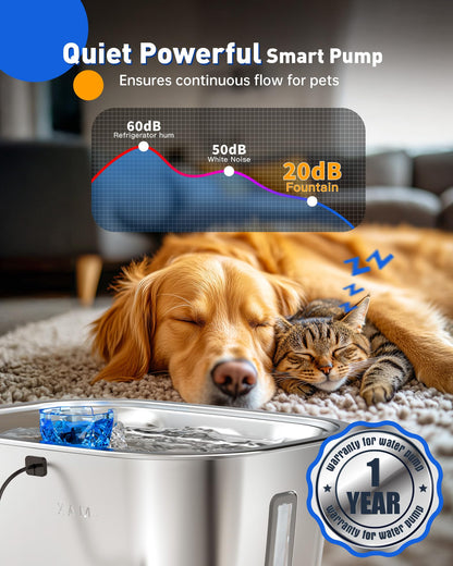 3-Gallon Stainless Steel Dog Water Fountain for Large Dogs