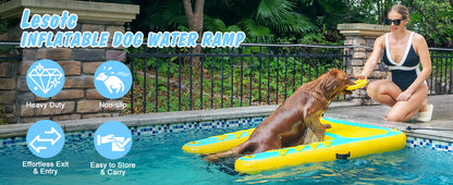 60"×40" Inflatable Dog Water Ramp for Boat & Dock, 240 lbs, EVA Non-Slip, Easy Exit for Large & Senior Dogs