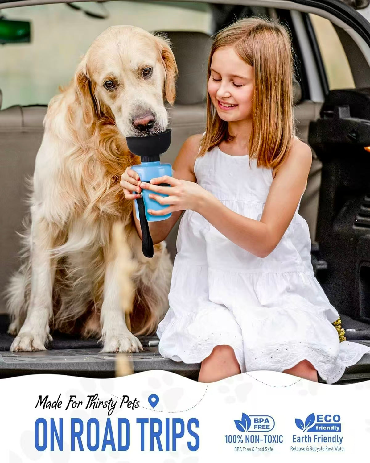 Portable Pet Water Disperser Bottle for Outdoor Walking, Hiking, Travel