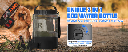 95OZ Dog Water Bottle with Pull-Out Bowl, Leak-Proof Portable Dispenser for Travel & Outdoors