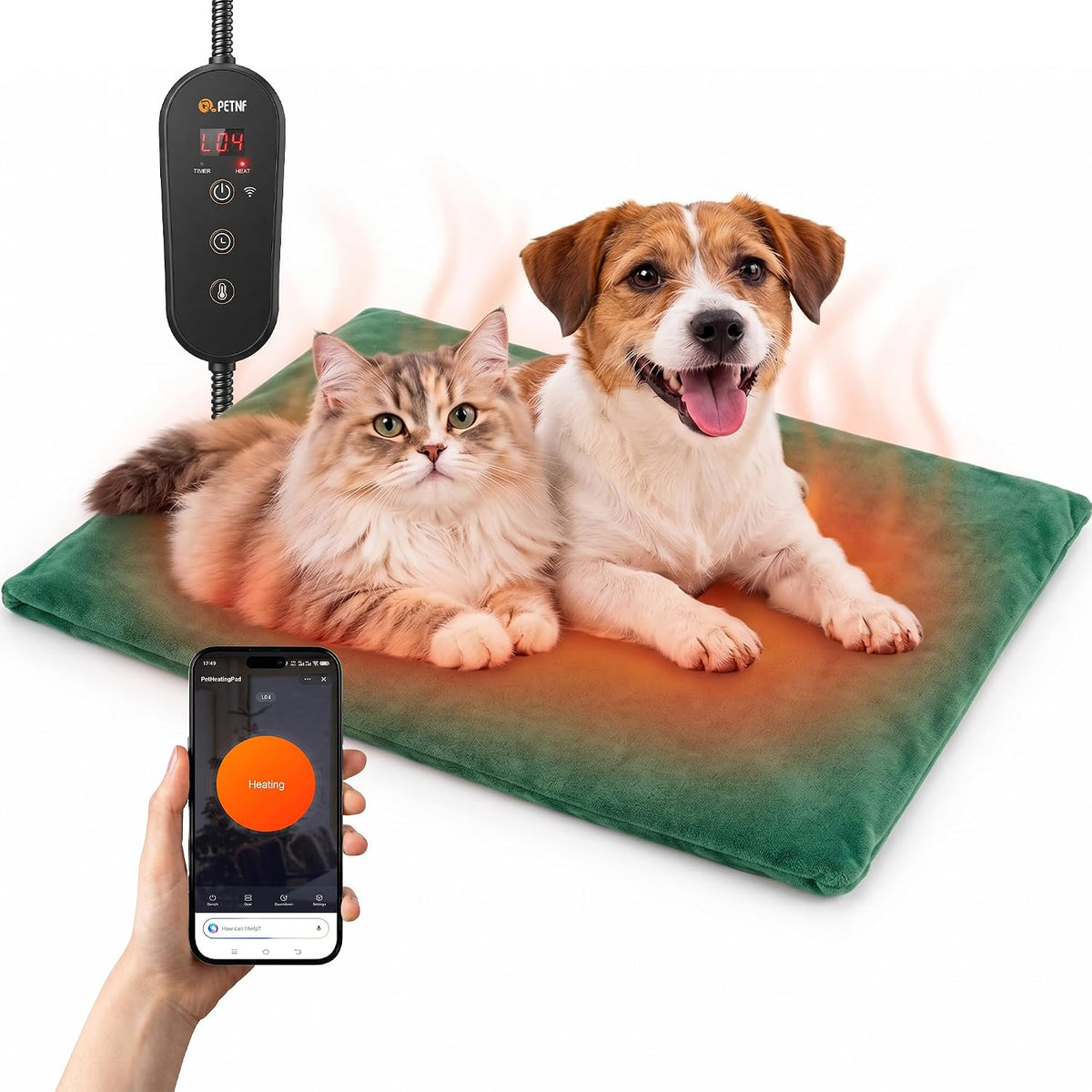 Smart WiFi Heated Pet Pad M, 19.7 x 15.7 in (40 x 50 cm), App Temp & Timer, Washable Cover, D2609