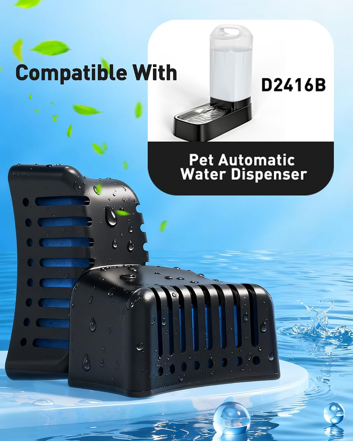 Pack of 4 Replacement Filters for D2416B Automatic Dog Water Bowl Dispenser