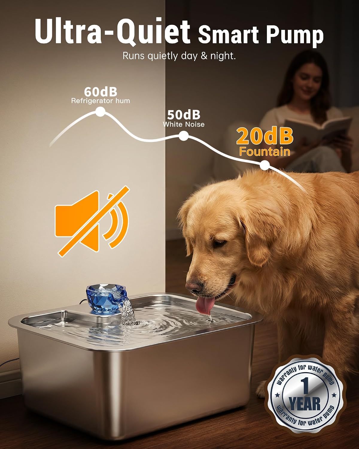 D2341 10L (2.6-Gallon) Stainless Steel Dog Water Fountain