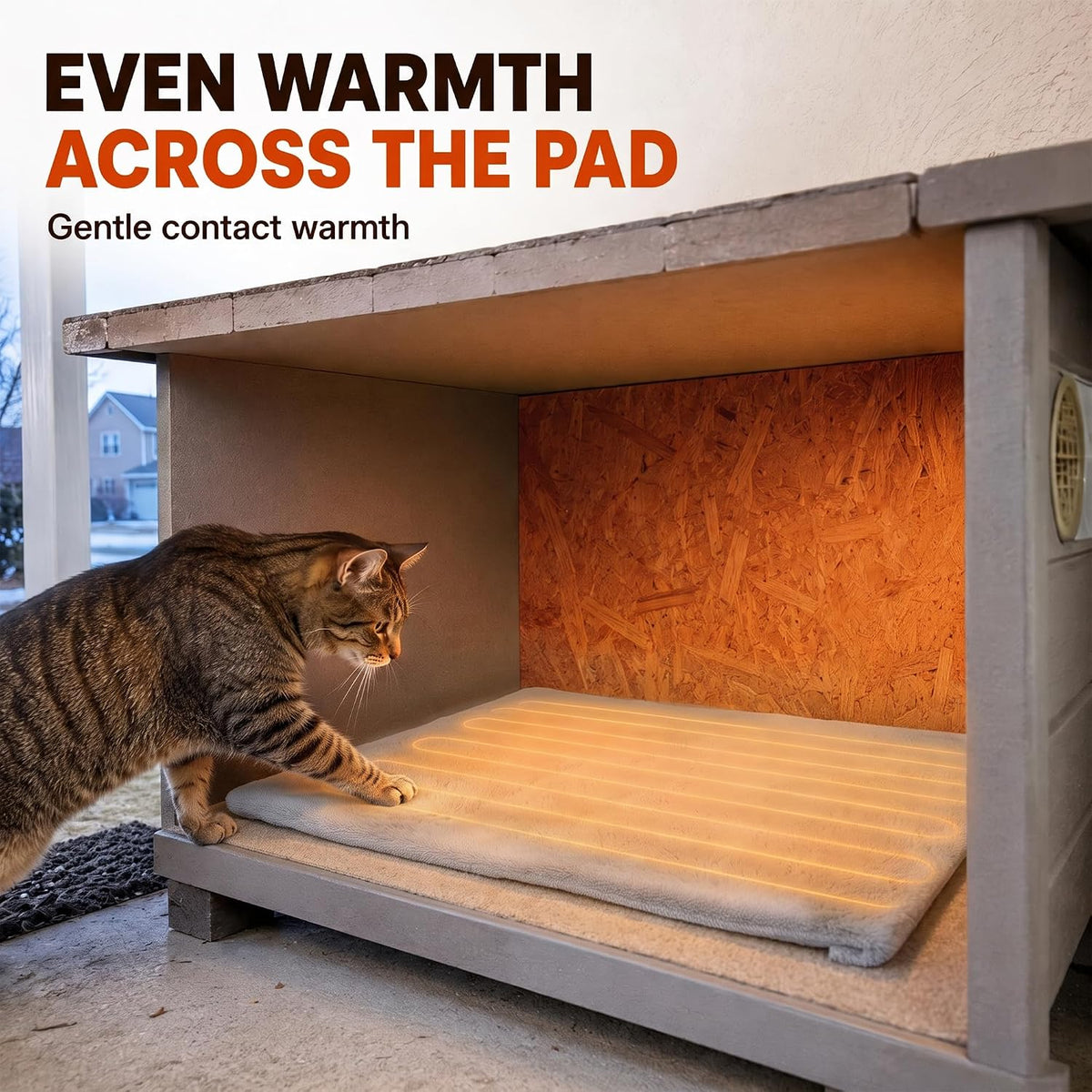 Faux Rabbit Fur Pet Heating Pad M, 20 x 16 in, Plug-in Warmth, Steel Bite-Guard Cord, Washable Cover, D2607