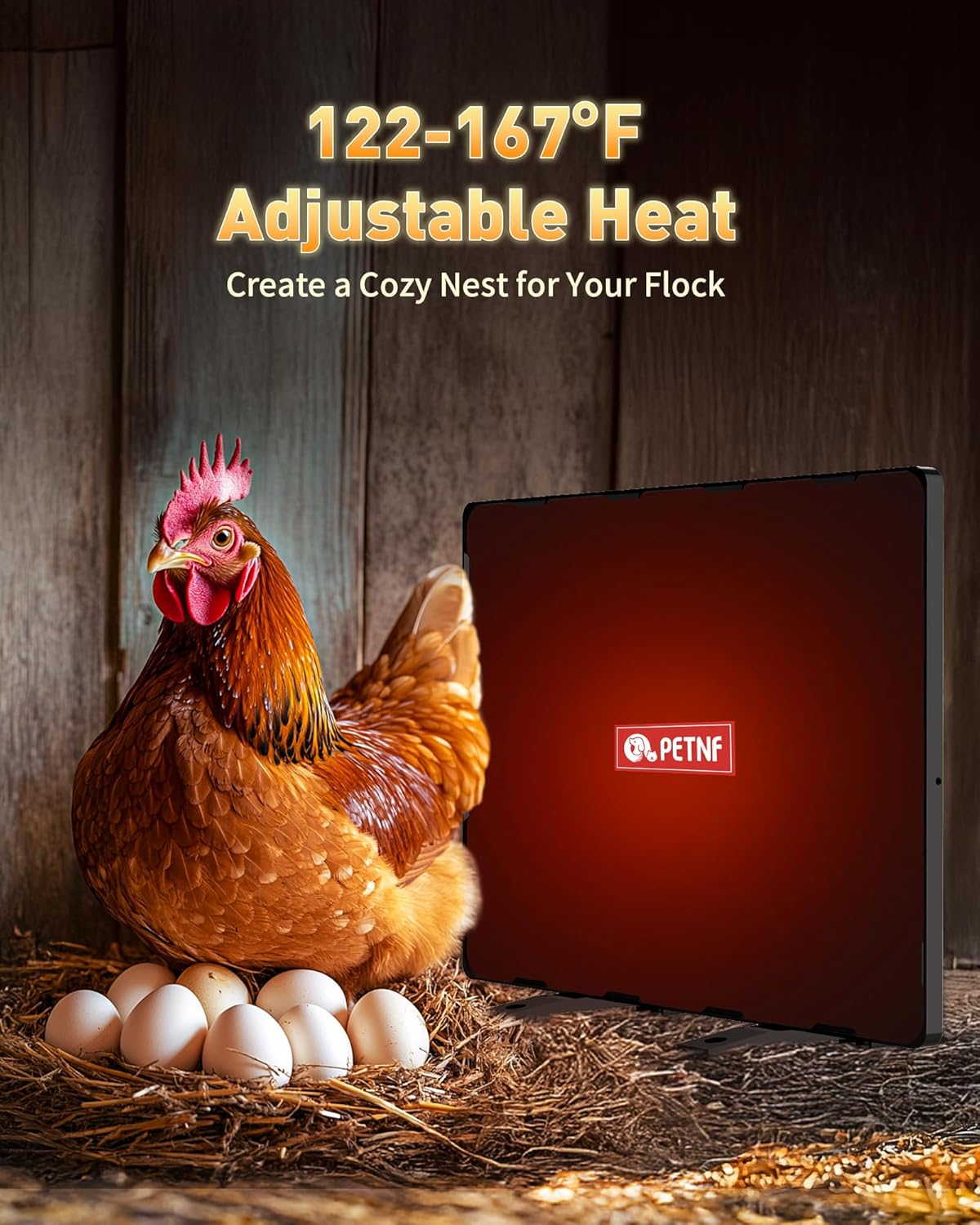 140W Chicken Coop Heater, Radiant & Energy Efficient, Safer Than Brooder Lamps, UL-Compliant, 11.81"×15.74"