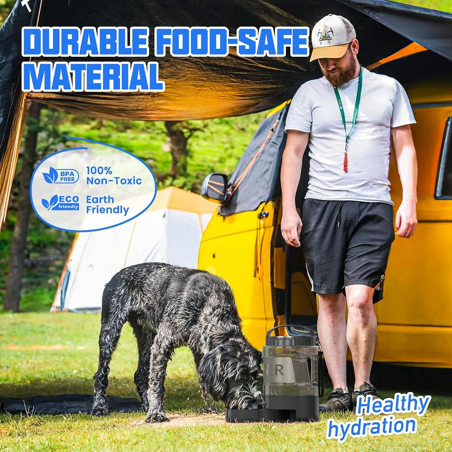 95OZ Dog Water Bottle with Pull-Out Bowl, Leak-Proof Portable Dispenser for Travel & Outdoors