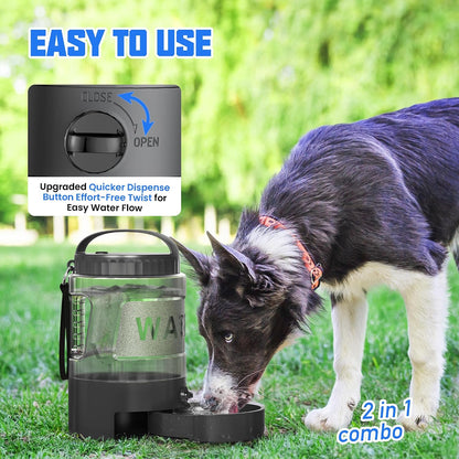 95OZ Dog Water Bottle with Pull-Out Bowl, Leak-Proof Portable Dispenser for Travel & Outdoors