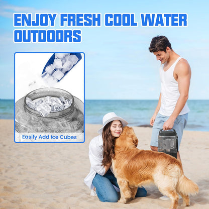 95OZ Dog Water Bottle with Pull-Out Bowl, Leak-Proof Portable Dispenser for Travel & Outdoors