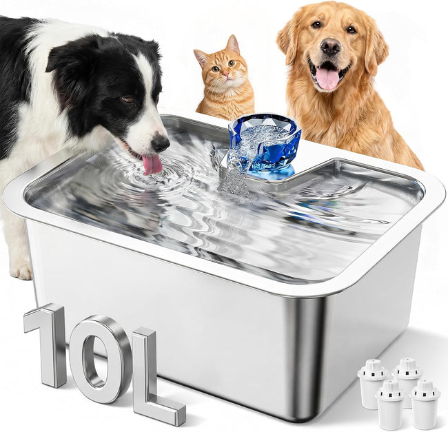 D2341 10L Total-Capacity Stainless Steel Dog Water Fountain