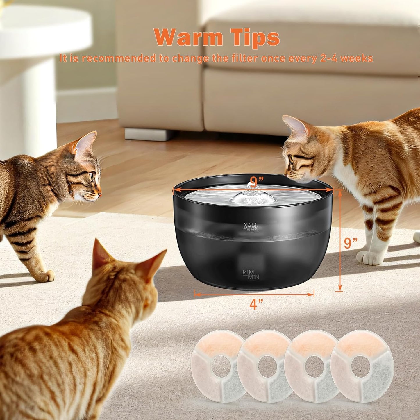 4 Pack Filters for PETNF Cat Water Fountain