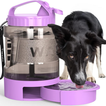 PF131 77OZ Portable Dog Water Dispenser with Pull-Out Bowl, Travel Dog Water Bottle