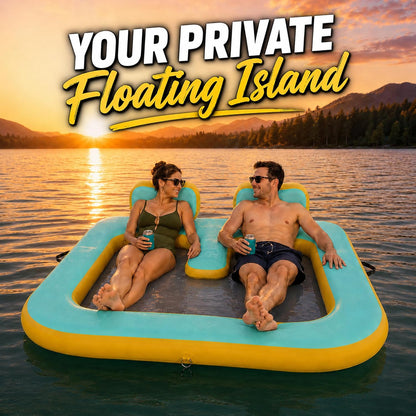 71"×71" Inflatable Floating Dock for 2 Adults, 500 lbs, Mesh Hammock, UV & Puncture Resistant