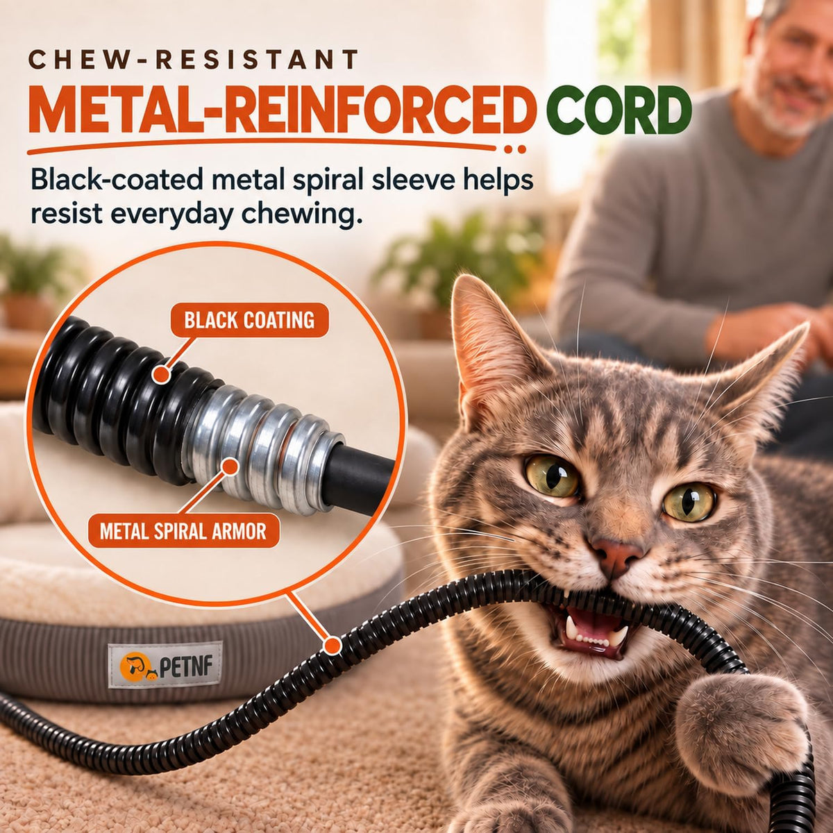 USB Heated Cat Bed, 18.9 in (48 cm) Round, 6 Heat Levels & Timer, Washable Cover, C2604