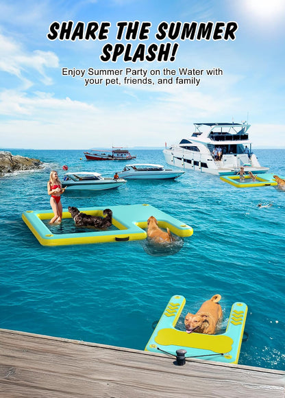 60"×40" Inflatable Dog Water Ramp for Boat & Dock, 240 lbs, EVA Non-Slip, Easy Exit for Large & Senior Dogs