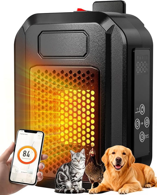 Dog House Heater with WiFi Thermostat – 500W Fast Heating & Anti-Chew Cord