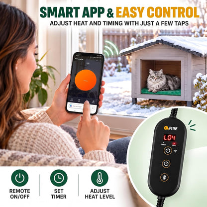 Smart WiFi Heated Pet Pad M, 19.7 x 15.7 in (40 x 50 cm), App Temp & Timer, Washable Cover, D2609