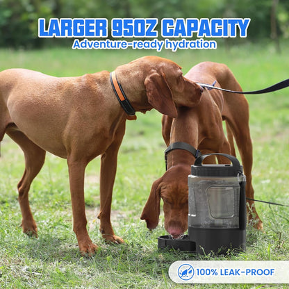 95OZ Dog Water Bottle with Pull-Out Bowl, Leak-Proof Portable Dispenser for Travel & Outdoors