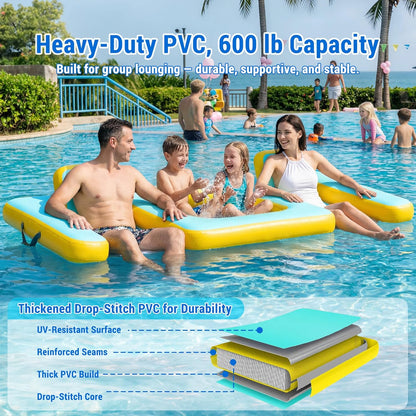 Inflatable Dog Pool Float with Seat, Durable PVC Raft for Adults & Dogs, 242 lbs, Portable Floating Lounge