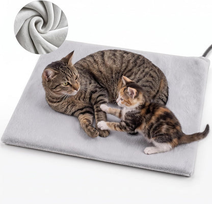 Faux Rabbit Fur Pet Heating Pad M, 20 x 16 in, Plug-in Warmth, Steel Bite-Guard Cord, Washable Cover, D2607