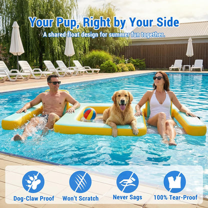 Inflatable Dog Pool Float with Seat, Durable PVC Raft for Adults & Dogs, 242 lbs, Portable Floating Lounge