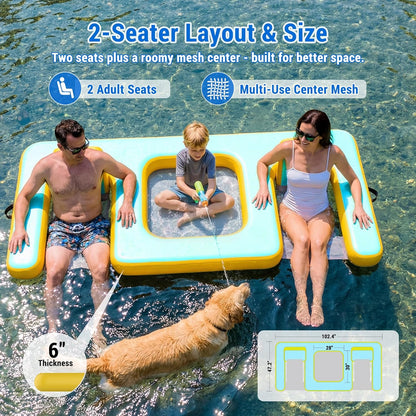 Inflatable Dog Pool Float with Seat, Durable PVC Raft for Adults & Dogs, 242 lbs, Portable Floating Lounge