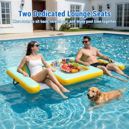 Inflatable Dog Pool Float with Seat, Durable PVC Raft for Adults & Dogs, 242 lbs, Portable Floating Lounge