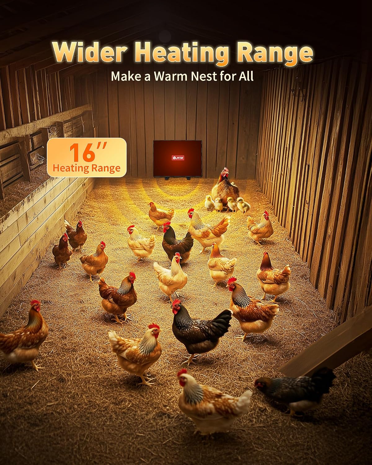 140W Chicken Coop Heater, Radiant & Energy Efficient, Safer Than Brooder Lamps, UL-Compliant, 11.81"×15.74"