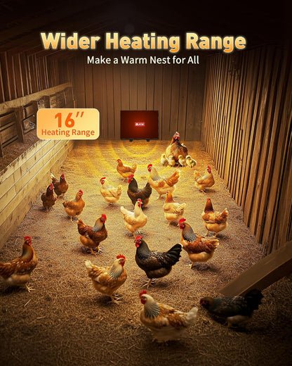 140W Chicken Coop Heater, Radiant & Energy Efficient, Safer Than Brooder Lamps, UL-Compliant, 11.81"×15.74"